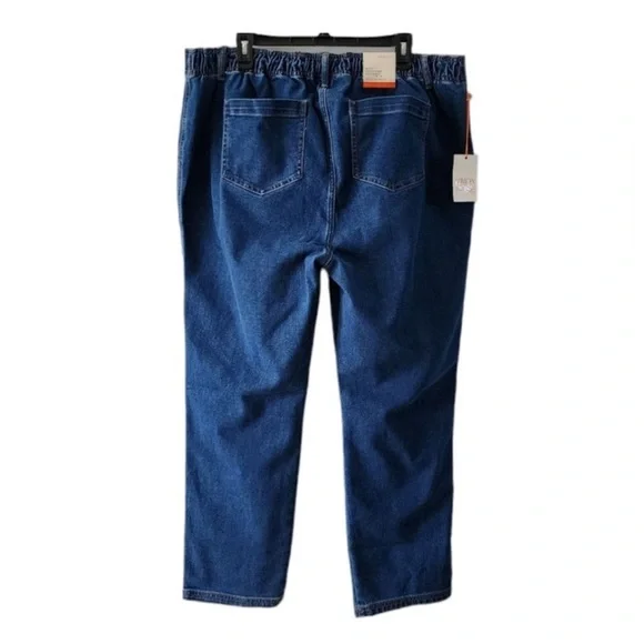 Knox Rose Women’s high rise straight leg jeans pull on elastic waist 39/XXL NWT - Picture 3 of 6